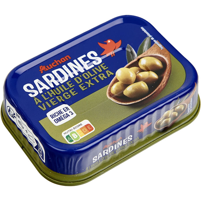 AUCHAN Sardines à l'huile d'olive vierge extra