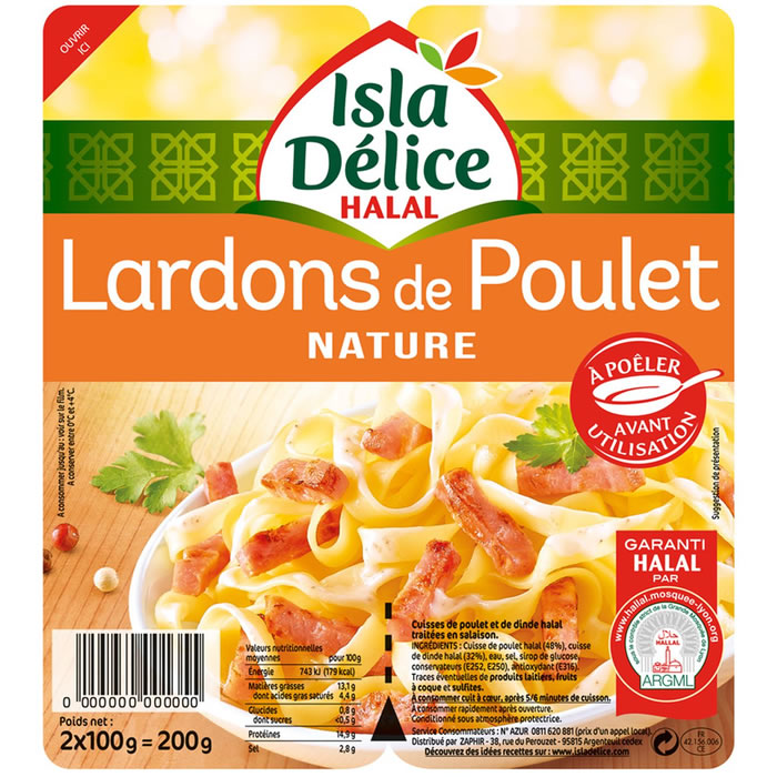 ISLA DELICE Lardons nature de poulet
