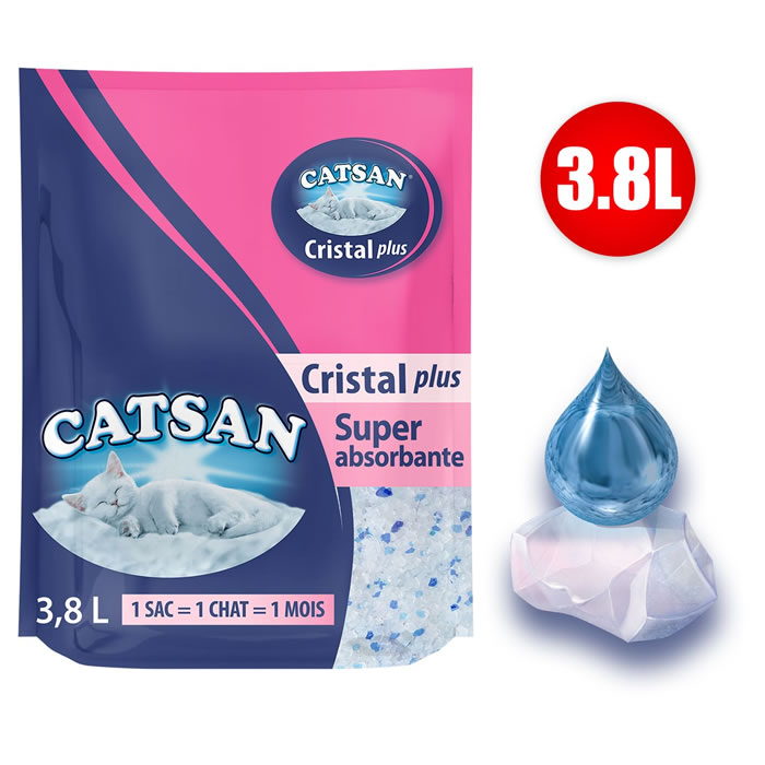 CATSAN Cristal plus Litière gel de silice super absorbante