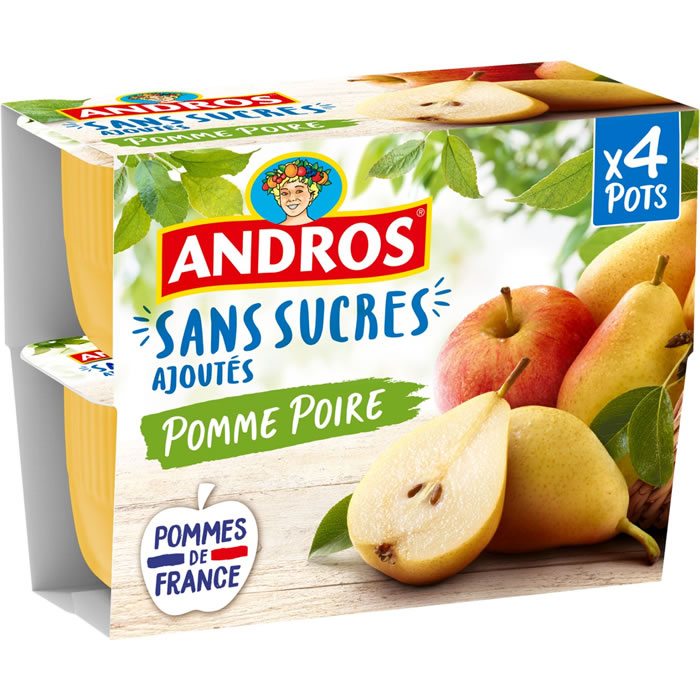 ANDROS Dessert pomme et poire sans sucres ajoutés