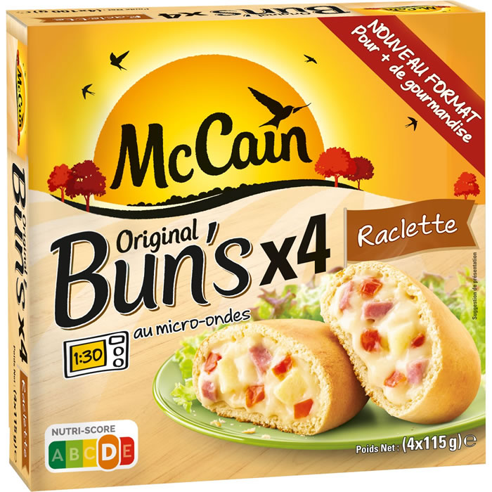 MC CAIN Bun's Raclette jambon et crème fraiche