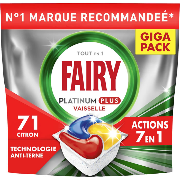 FAIRY Platinum Plus Capsules lave-vaisselle tout en 1 citron