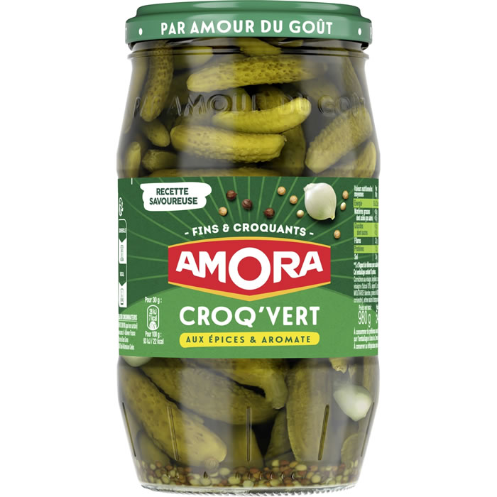 AMORA Croq'Vert Cornichons fins aux 6 épices et aromates