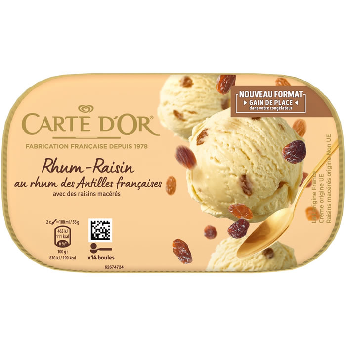 CARTE D'OR Crème glacée au rhum et raisin