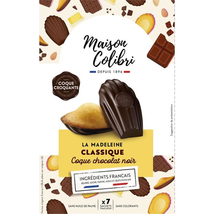 MAISON COLIBRI Madeleines nappés au chocolat noir