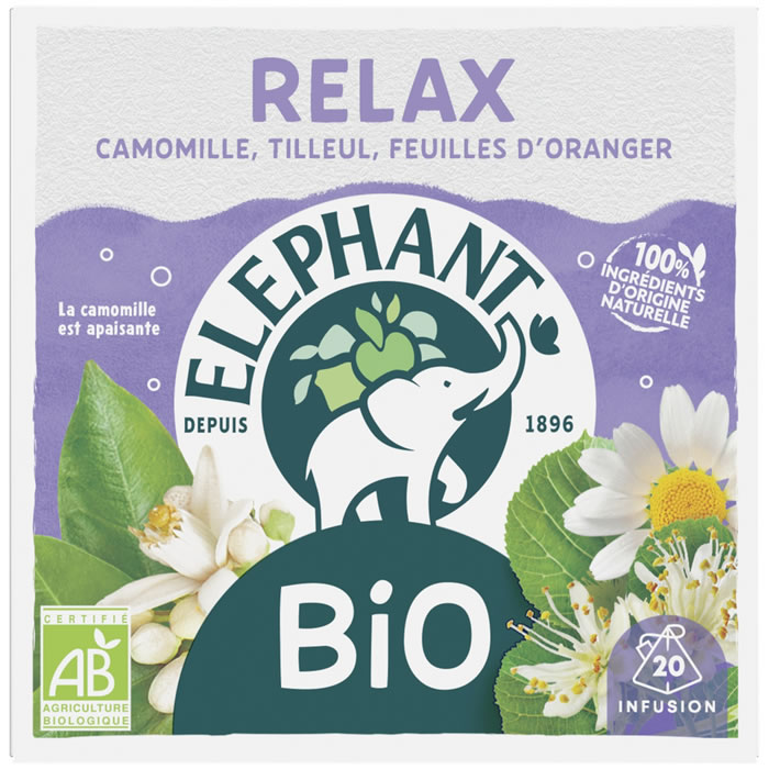 ELEPHANT Relax Infusion à la camomille tilleul et feuilles d'oranger bio