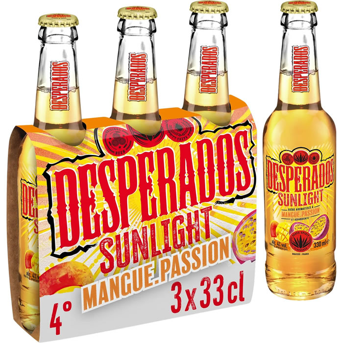 DESPERADOS Sunlight Bière aromatisée au spiritueux rhum, mangue et passion