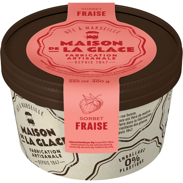MAISON DE LA GLACE Sorbet glacé à la fraise