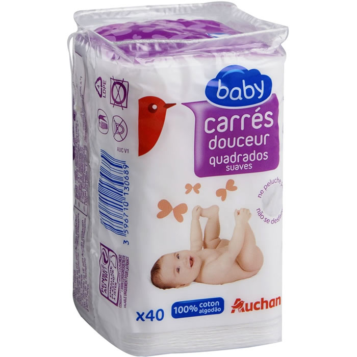 Carres De Coton Pour Bebe Auchan Baby 40 Carres Shoptimise