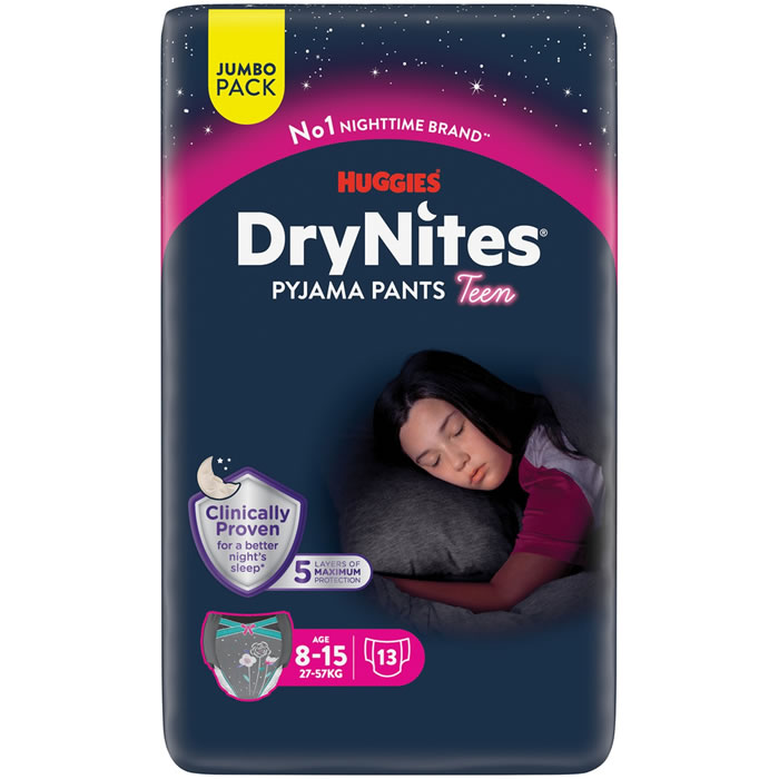 HUGGIES : DryNites - Couches-culottes absorbantes fille (17-30 kg) -  chronodrive
