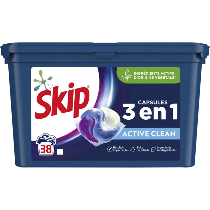 SKIP Active Clean Lessive capsules 3 en 1