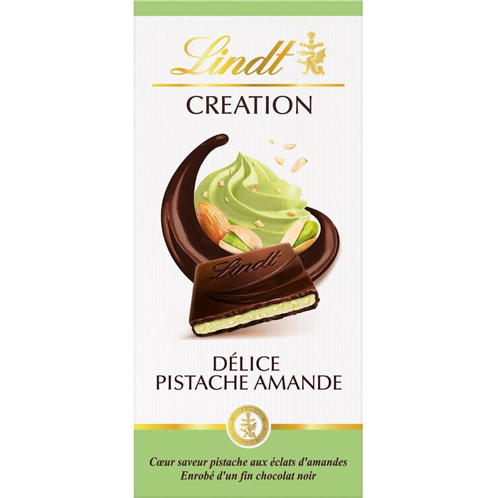 LINDT Creation Tablette de chocolat noir à la pistache et amande