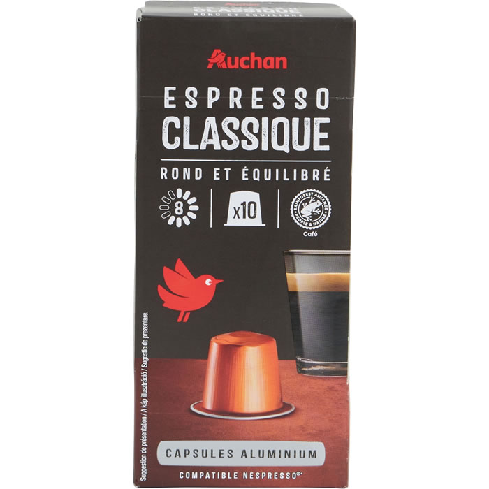 AUCHAN Capsules de café espresso N°8