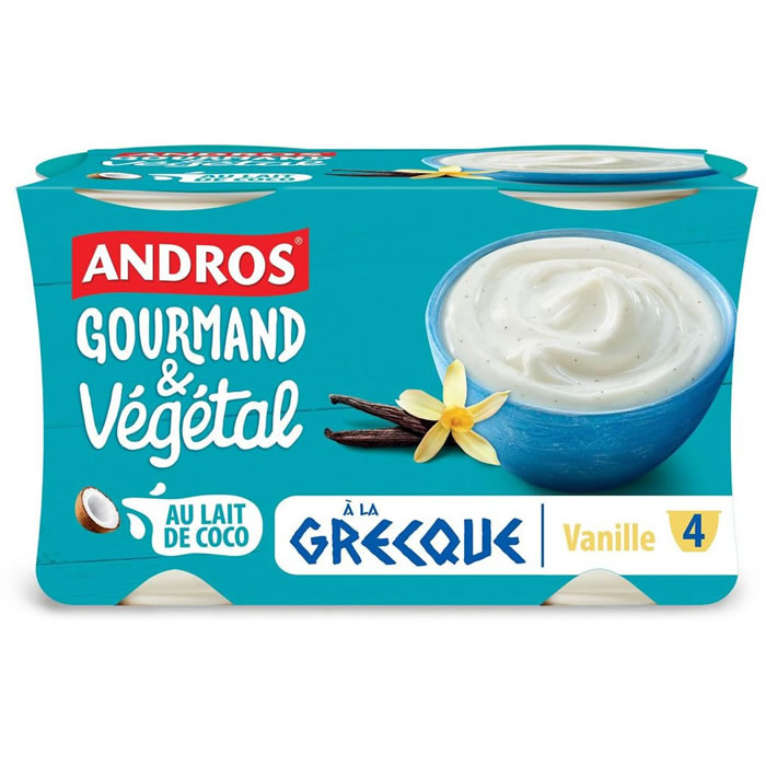 ANDROS Gourmand & Végétal Yaourts à la grecque à la vanille et lait de coco