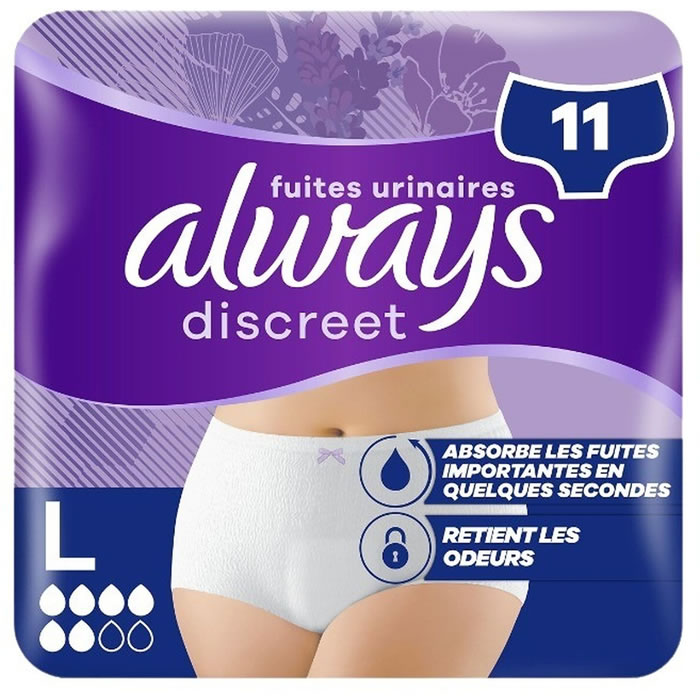 ALWAYS Discreet Culottes absorbantes femme pour fuites urinaires taille L