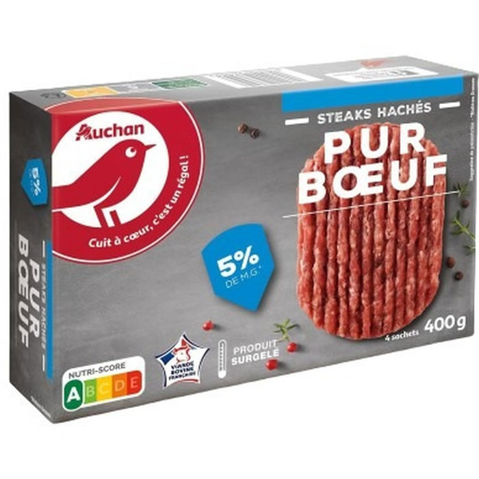 AUCHAN Steaks hachés pur boeuf 5% M.G