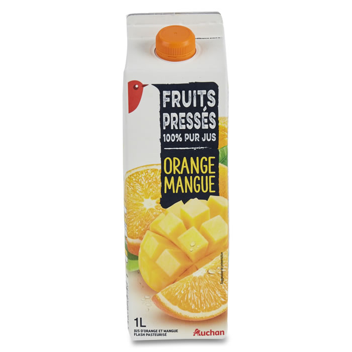 AUCHAN Pur jus d'orange et mangue
