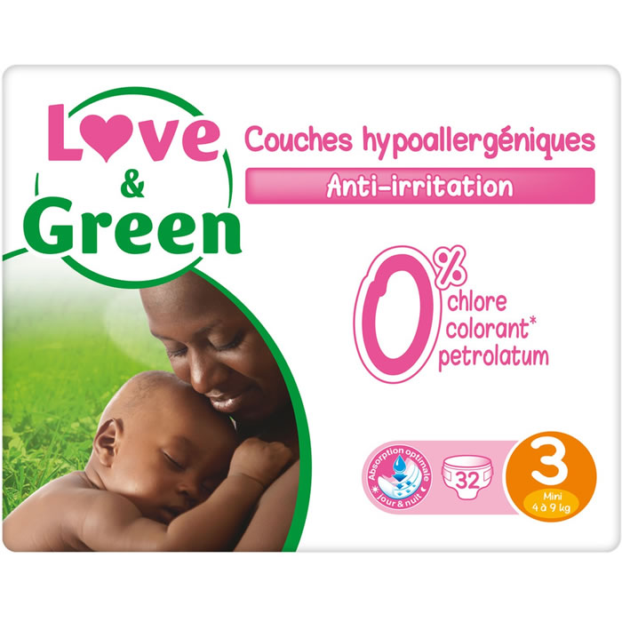 LOVE & GREEN Couches écologiques taille 3 midi (4-9 kg)