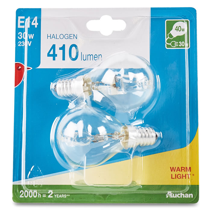 AUCHAN Ampoules Halogènes Poire E14 40W