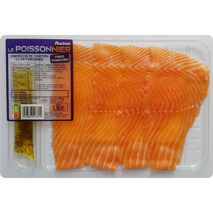 AUCHAN Le Poissonnier Carpaccio de saumon et sa marinade