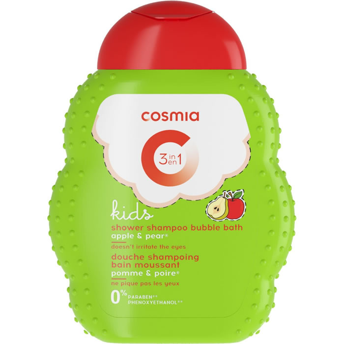 COSMIA Kids 3en1 Douche, shampoing, bain moussant pomme et poire