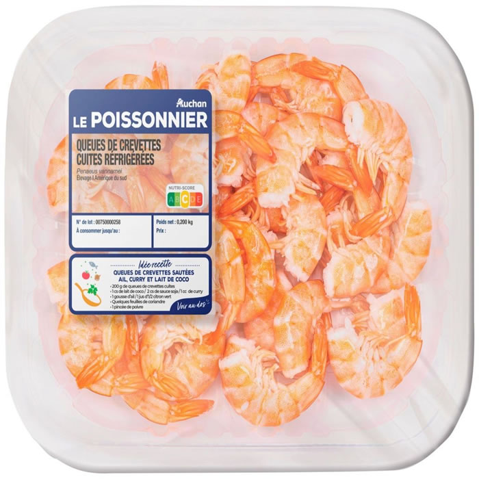 AUCHAN Le Poissonnier Queue de crevette cuite