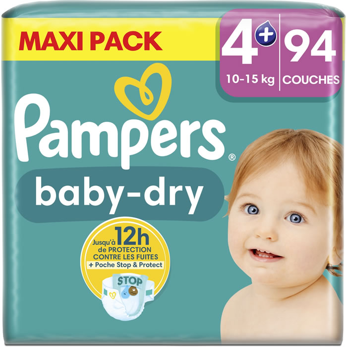 PAMPERS Baby-Dry Couches taille 4+ (10-15 kg)