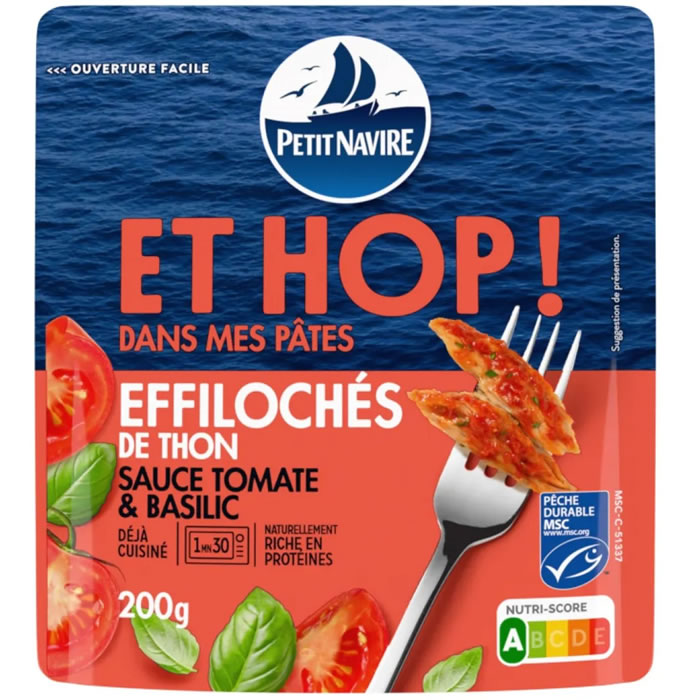 PETIT NAVIRE Et hop ! Effilochés de thon à la sauce tomate et basilic micro-ondes