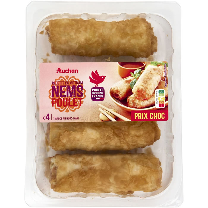 AUCHAN Recette du Vietnam Nems au poulet avec sauce nuoc mam