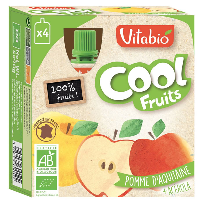 VITABIO Cool Fruits Dessert pomme bio sans sucres ajoutés 0% M.G