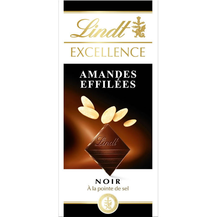 LINDT Excellence Tablette de chocolat noir aux amandes fleur de sel