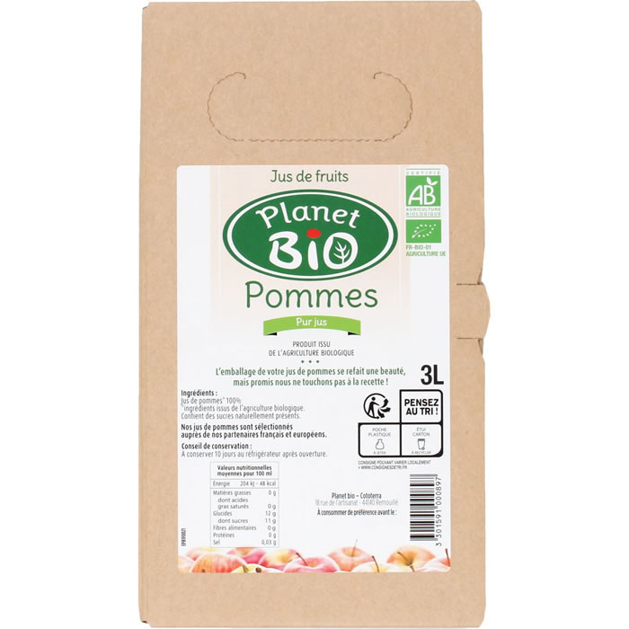 PLANET BIO Pur jus de pommes bio