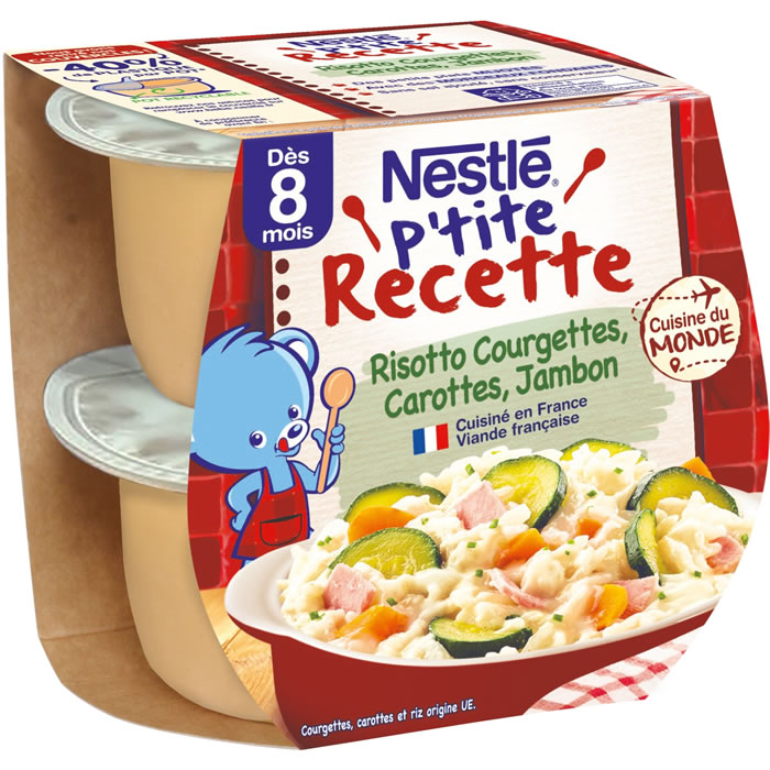 NESTLE P'tite Recette Risotto de courgette, carotte et jambon dès 8 mois