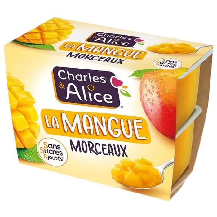 CHARLES&ALICE Dessert mangue avec morceaux sans sucres ajoutés