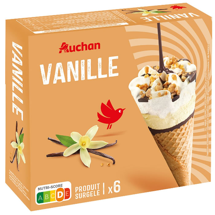 AUCHAN Cônes glacés à la vanille