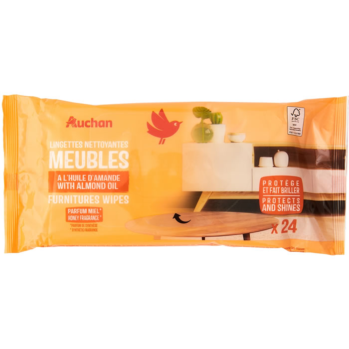 AUCHAN Lingettes nettoyantes pour meubles