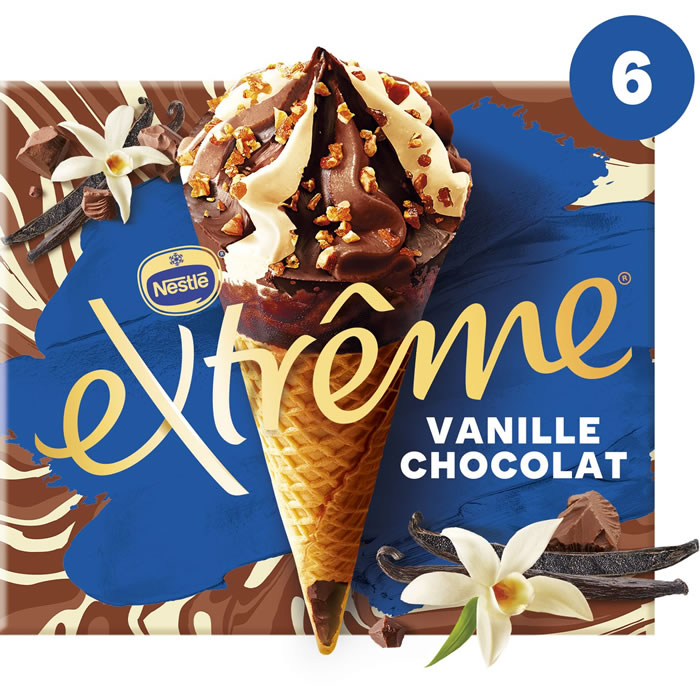 EXTRÊME Cônes glacés à la vanille et chocolat