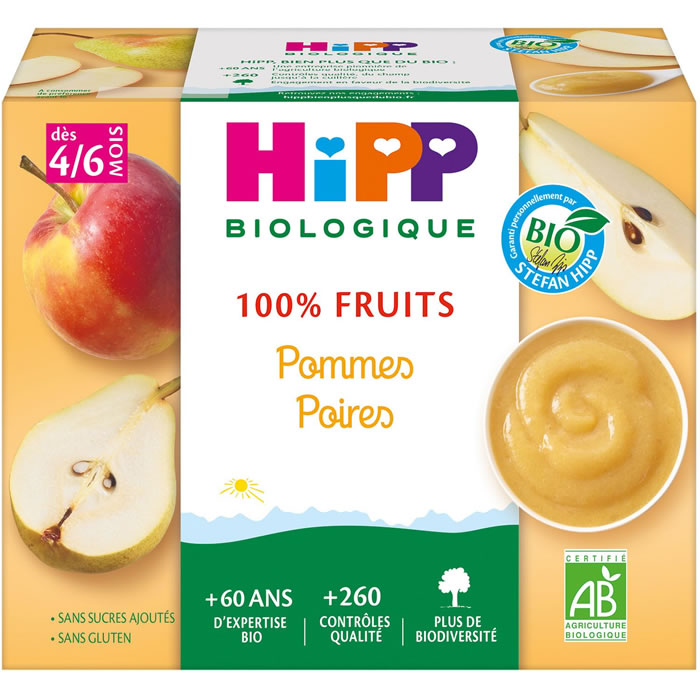 HIPP 100% Fruits Pomme et poire bio dès 4 mois