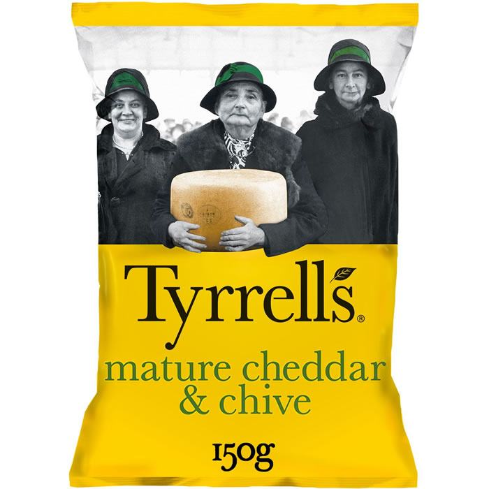 TYRRELLS Chips saveur cheddar et ciboulette