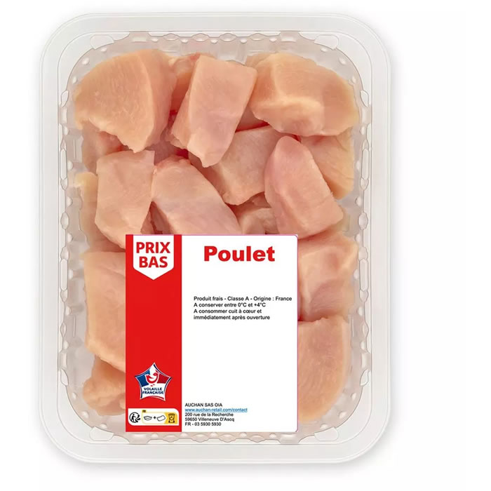 AUCHAN Cubes de filet de poulet