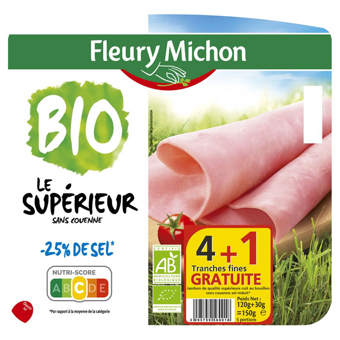 FLEURY MICHON Le Supérieur Jambon cuit au bouillon bio -25% de sel