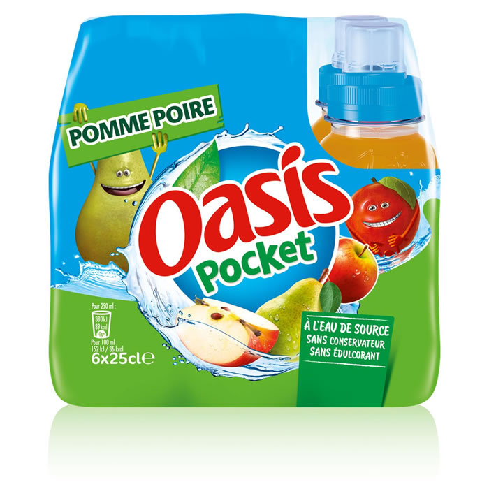 OASIS Pocket Boisson à la pomme et poire avec un bouchon sport