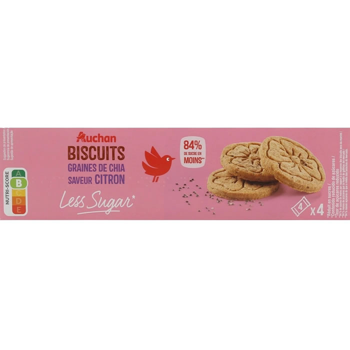 AUCHAN Biscuits aux graines de chia saveur citron