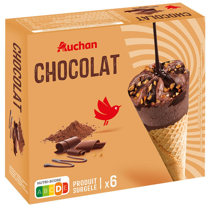 AUCHAN Cônes glacés au chocolat