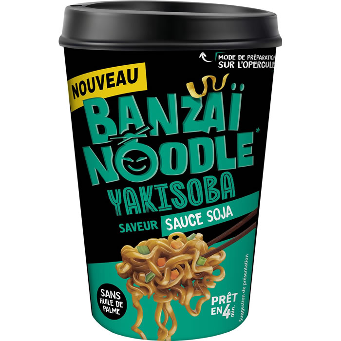 BANZAI NOODLE Nouilles yakisoba saveur sauce soja