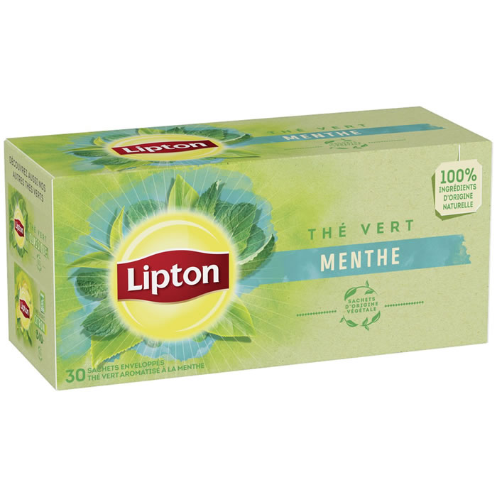 LIPTON : 30 sachets Thé vert aromatisé à la Menthe