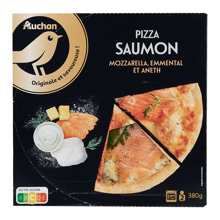 AUCHAN Mmm ! Pizza au saumon, mozzarella et aneth