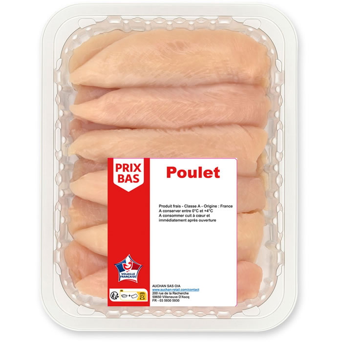 AUCHAN Essentiel Aiguillettes de poulet