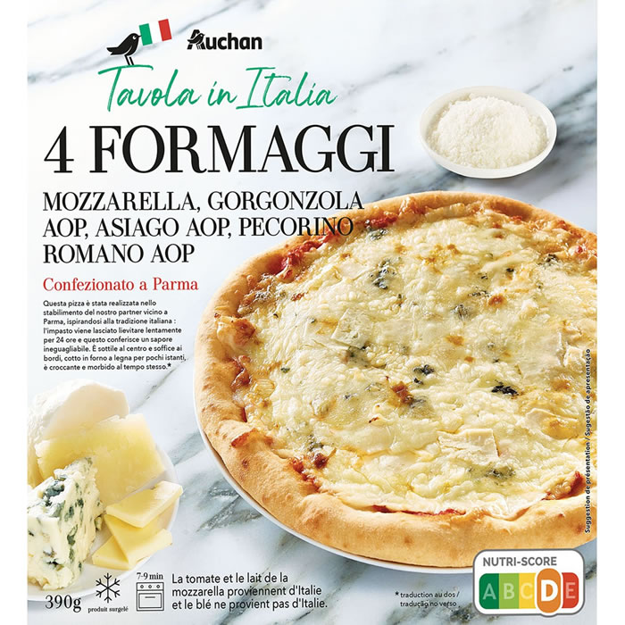AUCHAN Tavola In Italia Pizza 4 fromages cuite au feu de bois