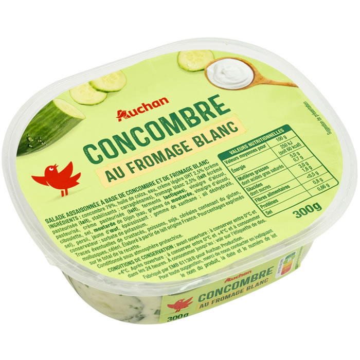 AUCHAN Concombres au fromage blanc et ciboulette